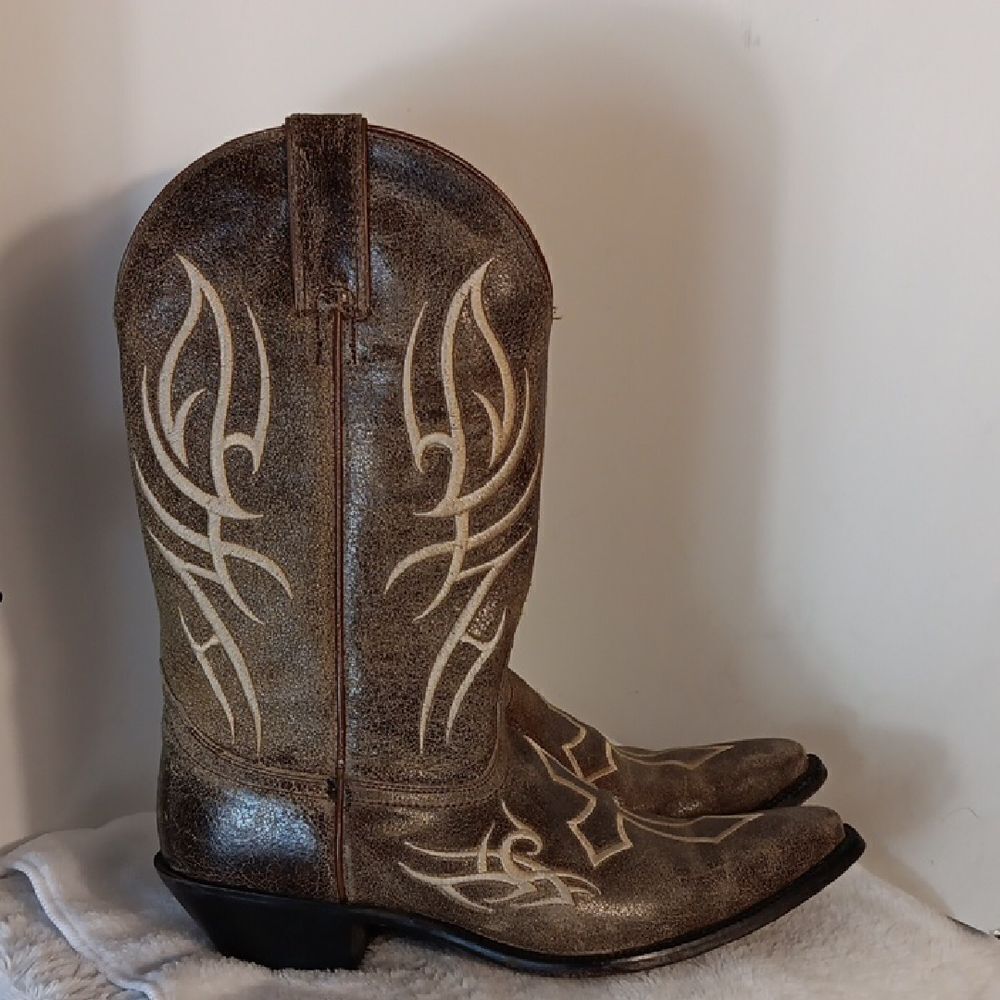 Justin Brown Leather "Cross" Women's Western Cowboy Boots